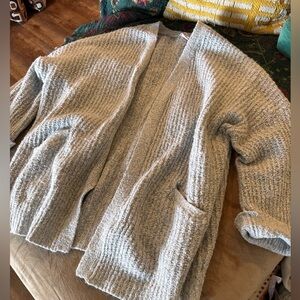 Cozy Light Gray Knit Oversized Cardigan
